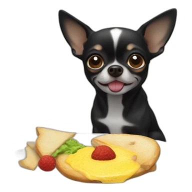 chihuahua negro desayunando sticker