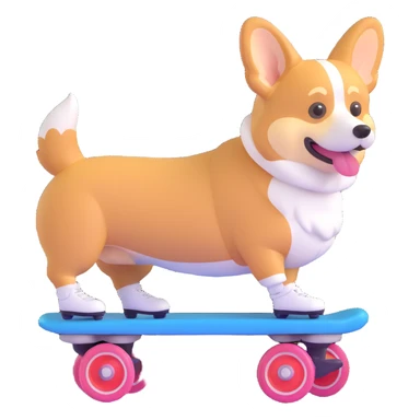 A corgi rollerskating sticker