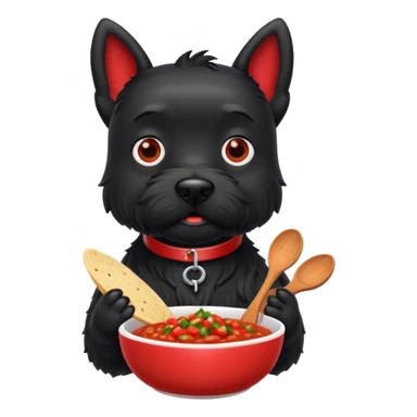 Black Scottie dog holding salsa  sticker