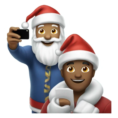 Man taking selfie with Santa  sticker