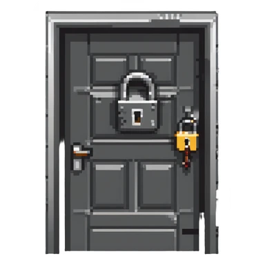 closed door with a lock, symbolizing 'locked in' sticker