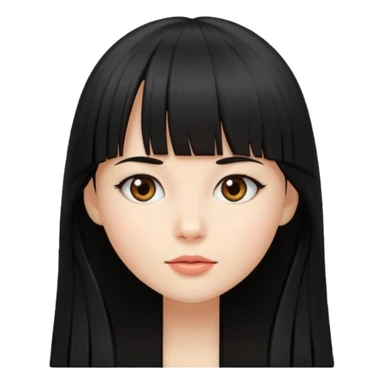 lecture girl with straight bangs fringe long black color hair  sticker