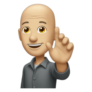 a bald man with a long nose waving his hand sticker