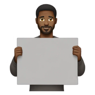Yomi Denzel holding a sign sticker