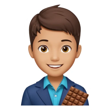 a pretty male bratz asian boy smiling with chocolates with middle part hair sticker