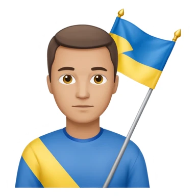 The Ukrainian man with flag sticker
