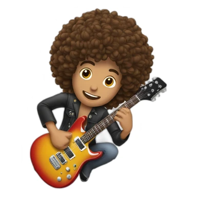 Modelo cabelo castanho tocando rock guitarra sticker