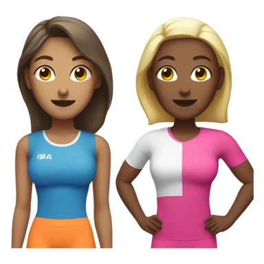 2 white skin woman in sportswear talking to eachother sticker