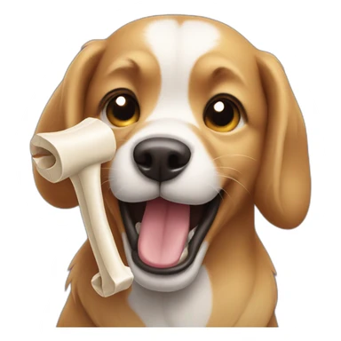 Dog with a bone in its teeth sticker