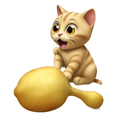 Cat eating potatoes on the Eiffel Tower  sticker