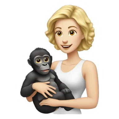 a white woman with a baby gorilla sticker