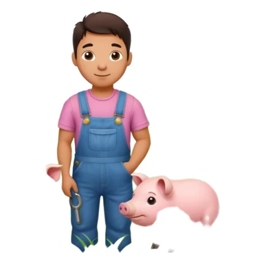 farmer with pet pig sticker