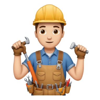 a handyman holding a wrench in this right hand and a hammer in his left hand sticker