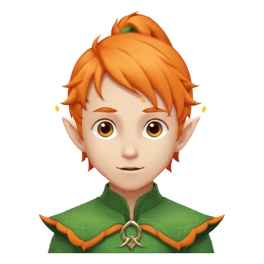 Orange Haired Elf, Elf boy with orange ponytail hair sticker