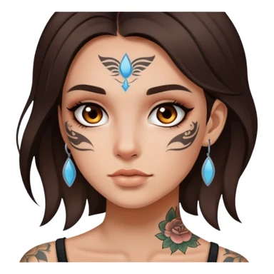 face tattooed brunette girl sticker
