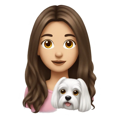 Brunette girl long hair with Maltese dog sticker