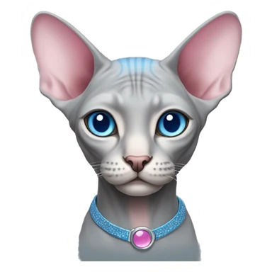 Grey with pink sphynx cat and blue eyes sticker