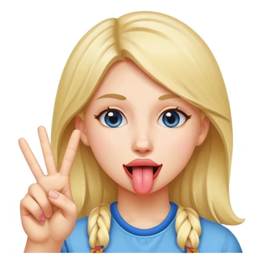 make a girl who is sticking her tounge out with two peace signs sticker