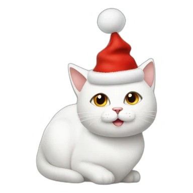 white cat with christmas hat sticker