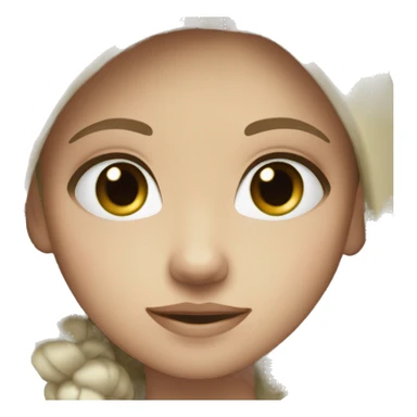 White tan girl with dark but bright brown hair with blueish green eyes sticker