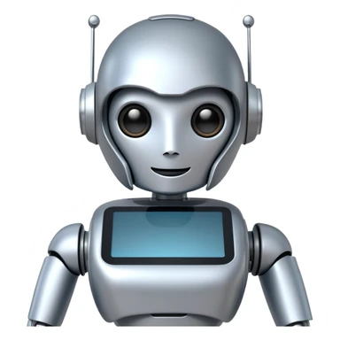 helpful robot assistant with a screen face sticker