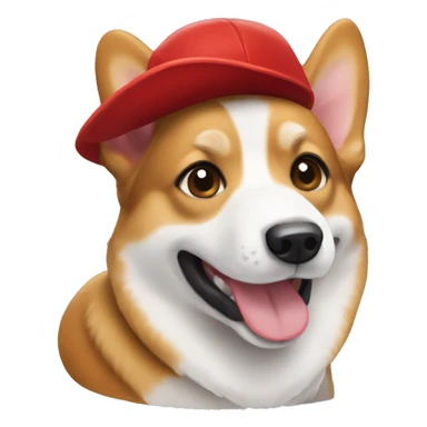 a corgi dog using red cap sticker