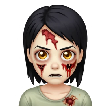 faca o icon de um zombie c cabelo preto e a parte lateral no degrade loiro sticker