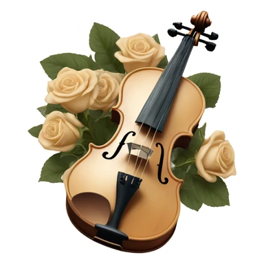 vintage violin and beige roses sticker