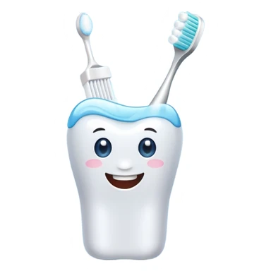 toothbrush with toothpaste and sparkling clean teeth, simple and cute sticker
