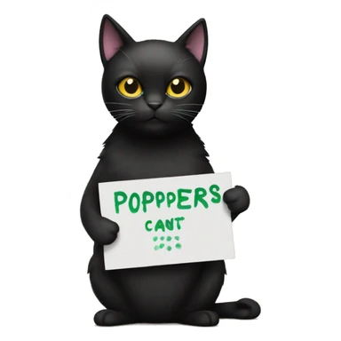 Black cat holding sign that reads poppers  sticker