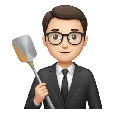 man with glasses wearing a suit and holding a spatula - full size sticker