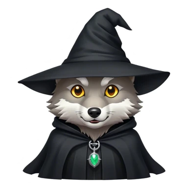 Wolf with black witch hat and Black Cloak sticker