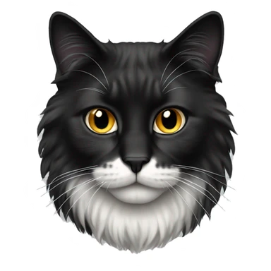 long haired cat half black half white black jaw sticker