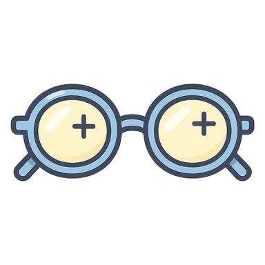 oblong glasses with diopters, blue frame, vector look with shadows and highlights, detailed shading, thin clean outlines, soft rounded features, pastel palette with blue emphasis, Japanese pop art style, sticker look, highly detailed sticker