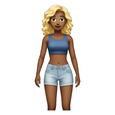 a girl without crop top and shorts sticker