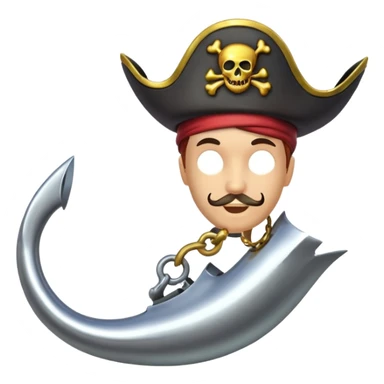 Pirate Hook, clean vector emoji, with rich details, no face on objects, white background sticker