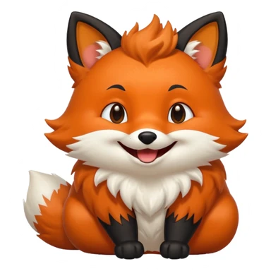 Floofy the Creampuff fox blackish away laughing, chubby. Black paws orange color sticker