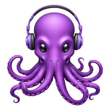 Purple octopus wearing headphones   sticker