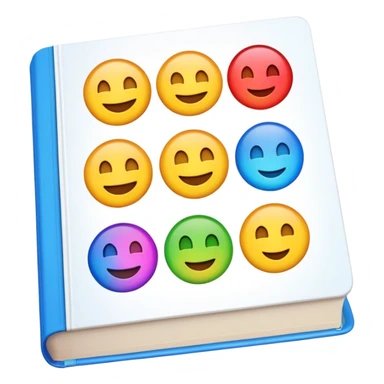A textbook with the word 'emoji' written on the cover sticker