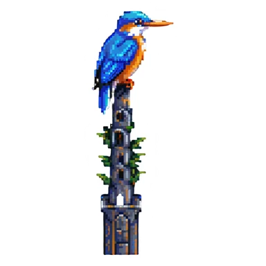 kingfisher bird on a tall tower sticker
