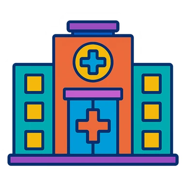hospital icon, colorful and playful, vibrant toon style sticker