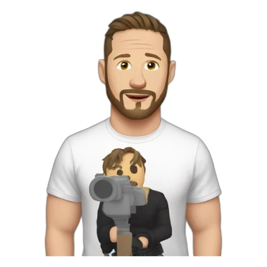 Tom Hardy wearing t-shirt sticker