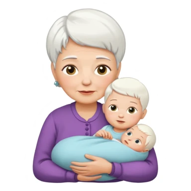 grandmother with short hair white and newborn baby   sticker
