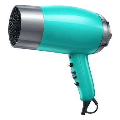 Realistic isolated turquoise hair dryer sticker