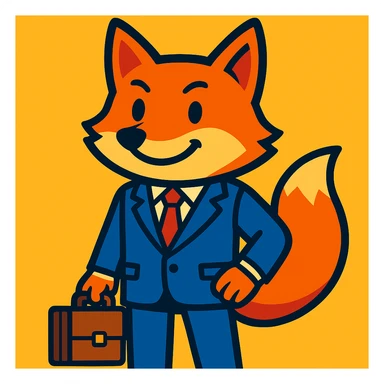Add a briefcase to the fox in a business suit, keep the vibrant toon style. sticker