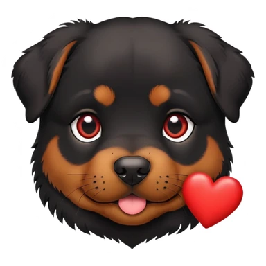Rottweiler puppy with red heart sticker