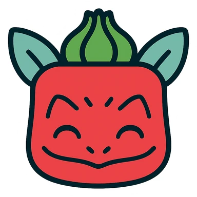 Remove the music note, keep only Bulbasaur in the style of the rednote app icon, modern with a red color palette, no background. sticker