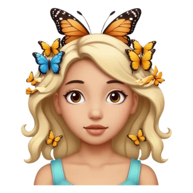 Girl with butterflies in her hair sticker