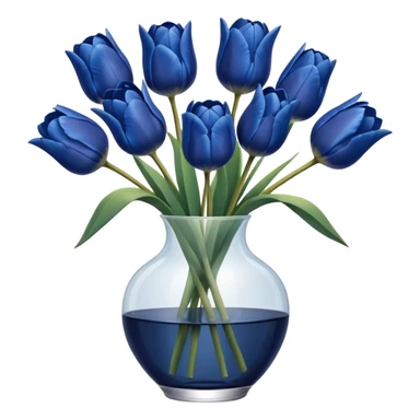 Navy blue tulips in glass vase  sticker