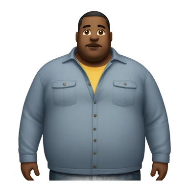 Fat man with overshirt chest up sticker